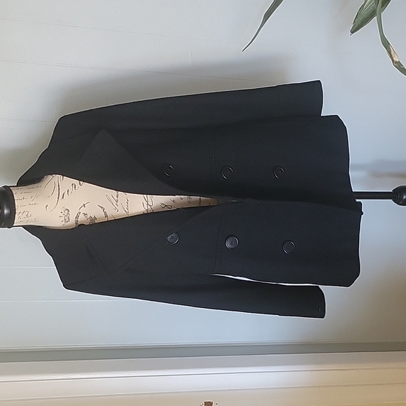 New York & Co black double breasted lined pea coat - Picture 4 of 8